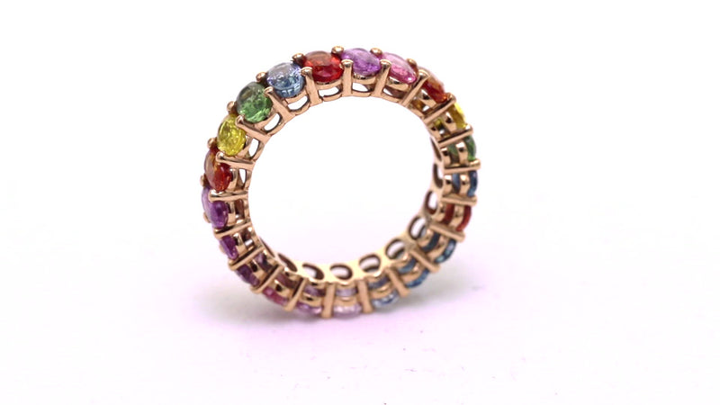 Rainbow Multi Color Sapphire Eternity Band