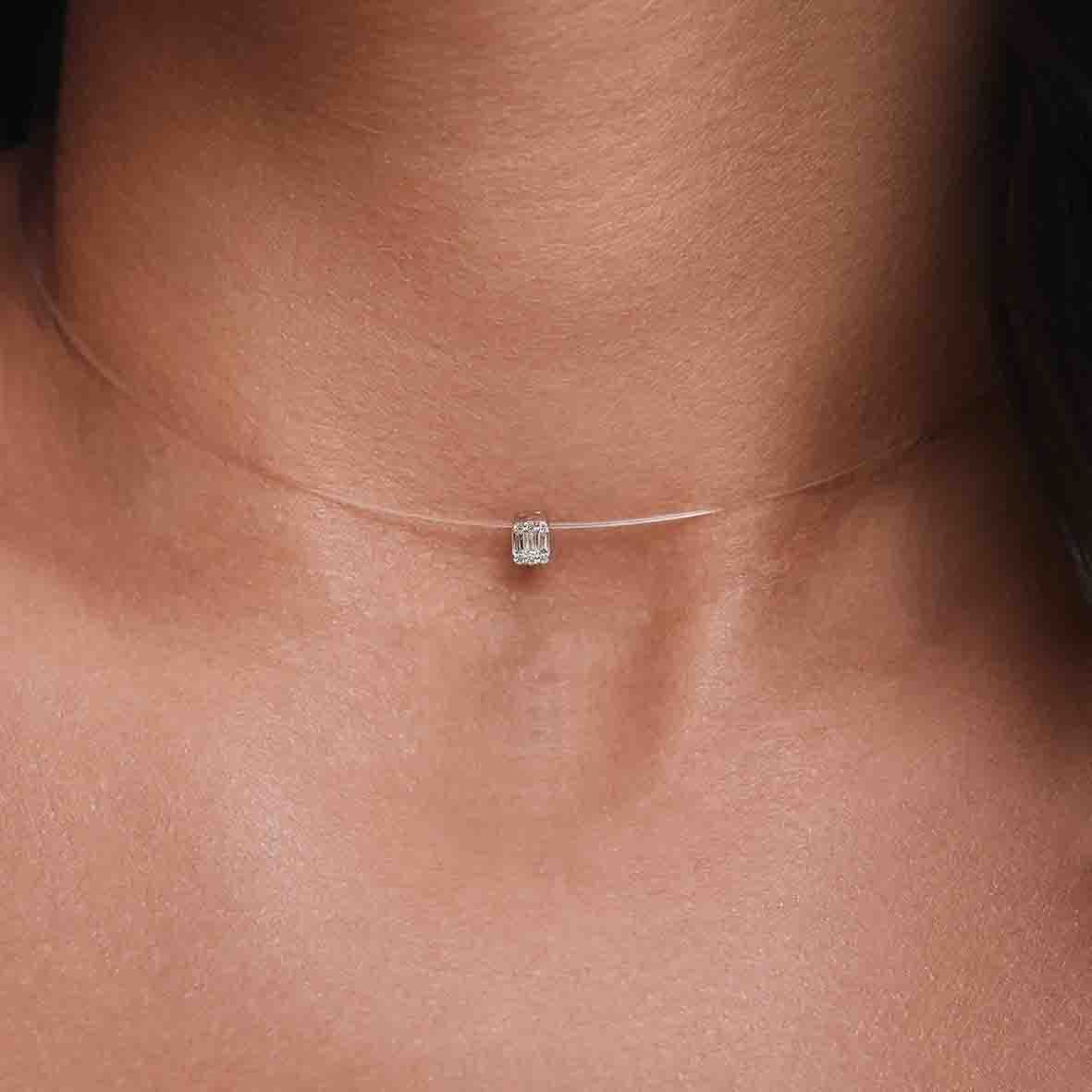 Invisible Baguette Diamond Necklace