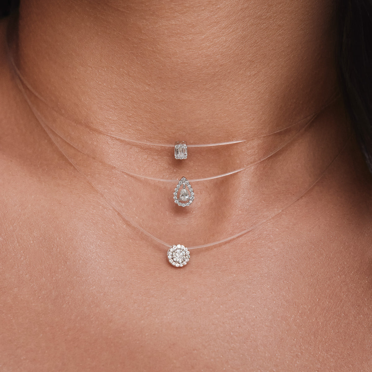 Invisible Baguette Diamond Necklace