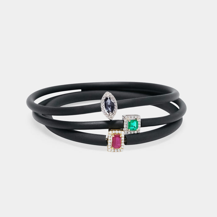 Gemstone Diamond Rubber Bracelet